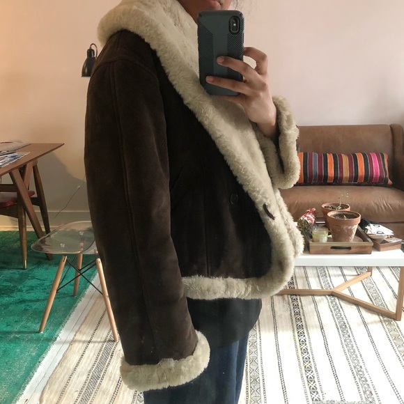 Vintage Express leather shearling jacket 70s boho - Picture 3 of 8